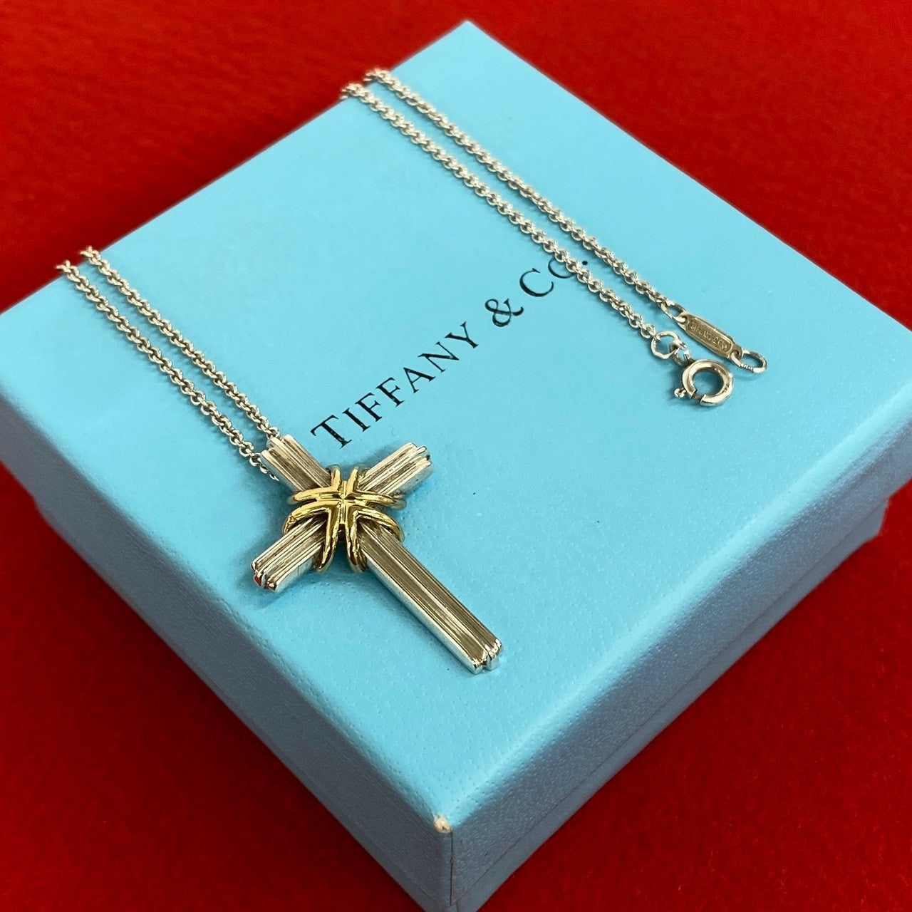 TIFFANY&Co. ティファニー (Vintage) シグネチャー クロス ネックレス 925 K18 750YG