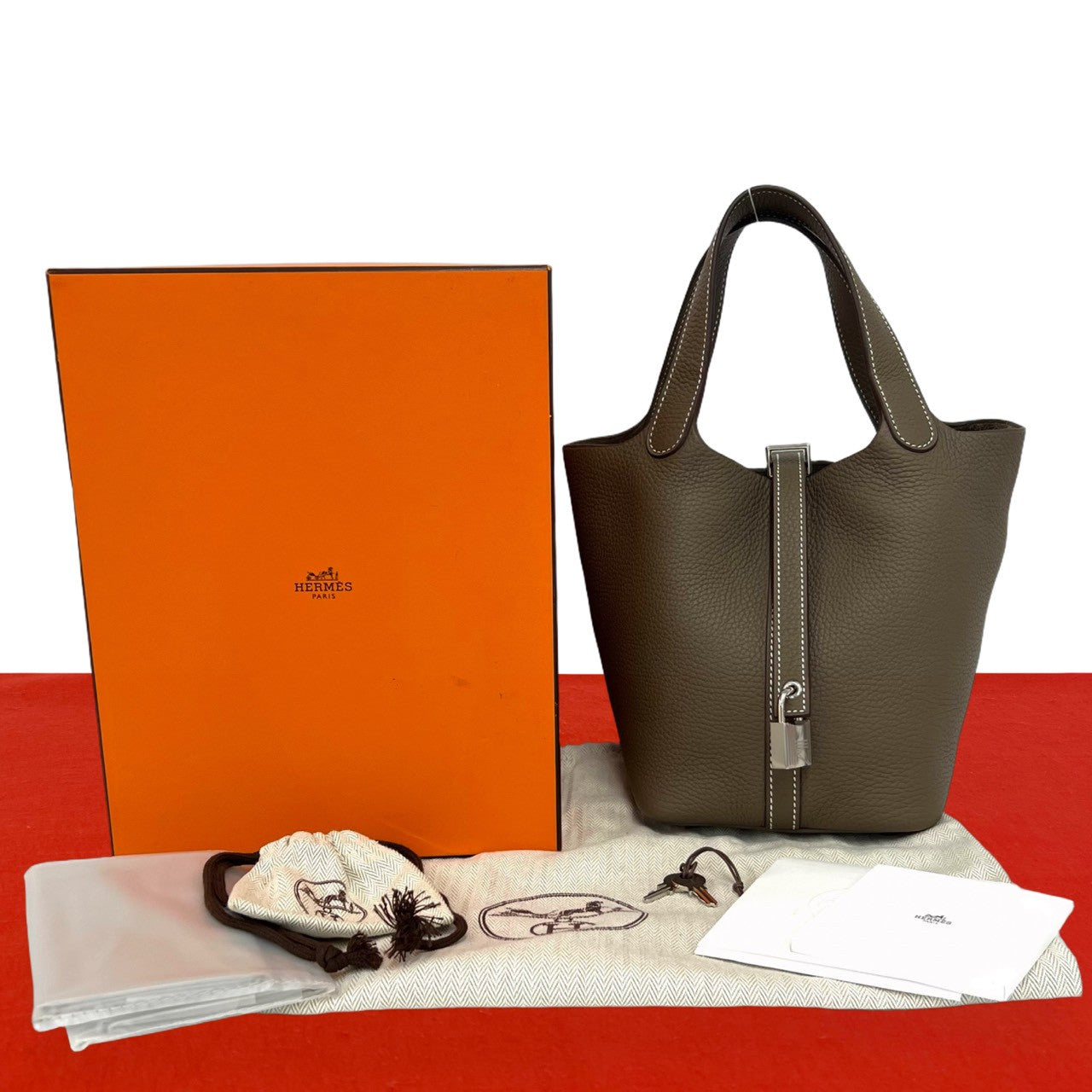 HERMES エルメス ピコタンロック PM エトゥープ ハンドバッグ トリヨンクレマンス
