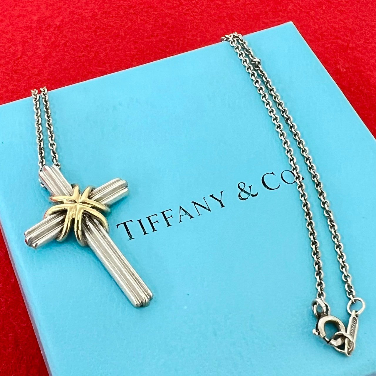 TIFFANY&Co. ティファニー (Vintage) シグネチャー クロス ネックレス 925 K18 750YG