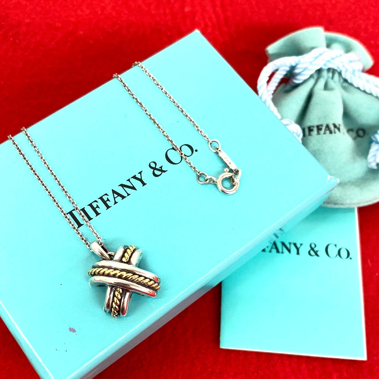 TIFFANY&Co. ティファニー (Vintage) シグネチャー クロス コンビ ネックレス 925 K18 750YG
