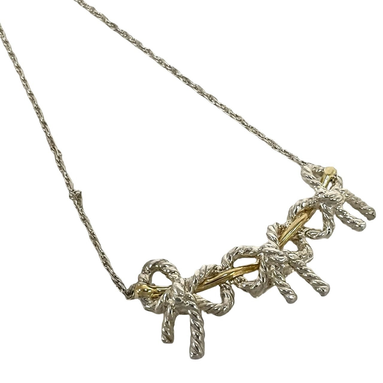 TIFFANY&Co. ティファニー (Vintage) トリプル リボン ネックレス 925 K18 750YG 4
