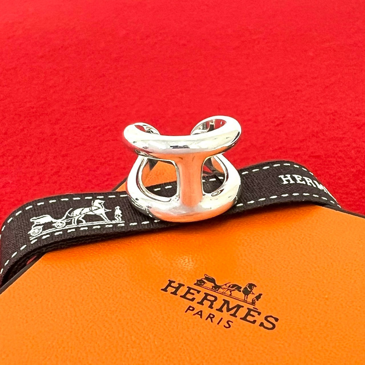 HERMES エルメス オスモズ GM 指輪 9号 表記サイズ #49 シルバー 22761