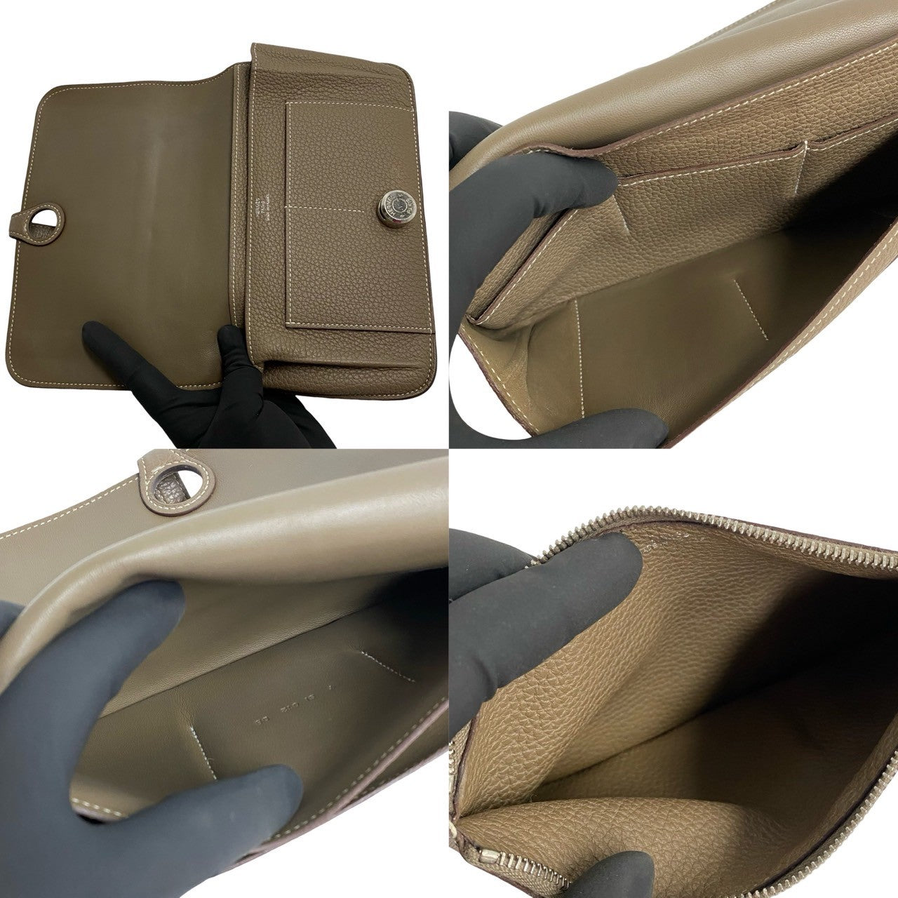 HERMES エルメス トゴン GM 二つ折り財布 エトゥープ 8