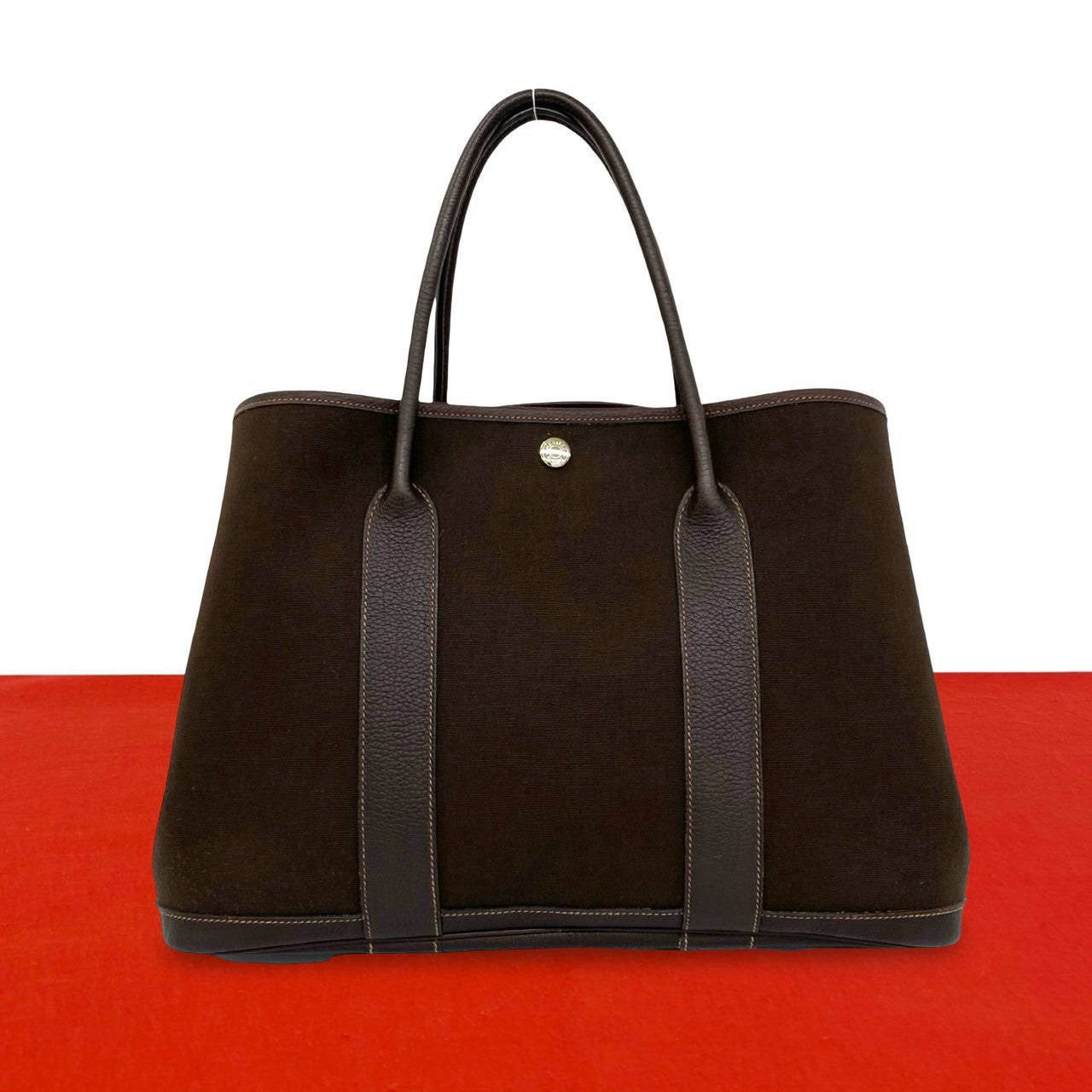 HERMES エルメス ガーデンパーティ PM ハンドバッグ トワルアッシュ ブッフル