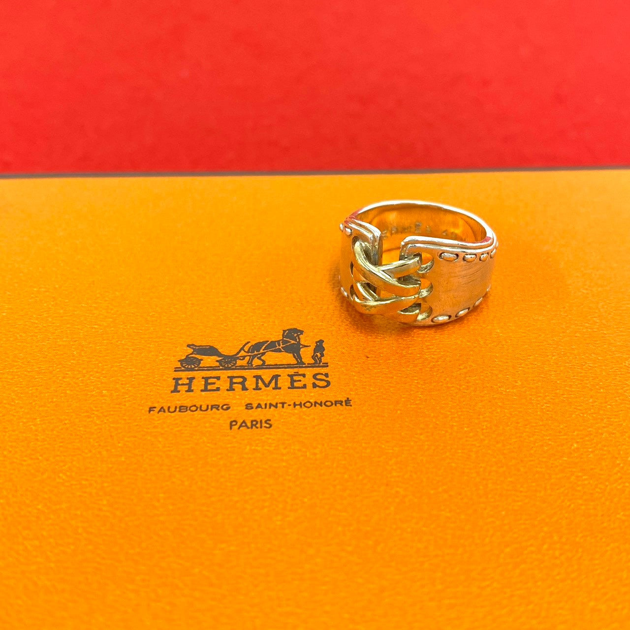 HERMES エルメス (Vintage) メキシコ リング 指輪 7号 表記サイズ #49 925 K18 750YG