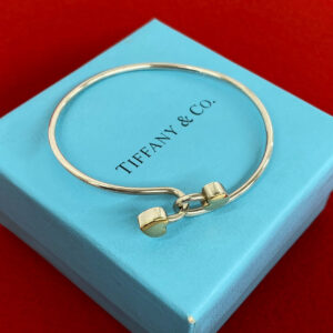 TIFFANY&Co. ティファニー (Vintage) ソリッド ダブルハート フック バングル 925 K18 750YG