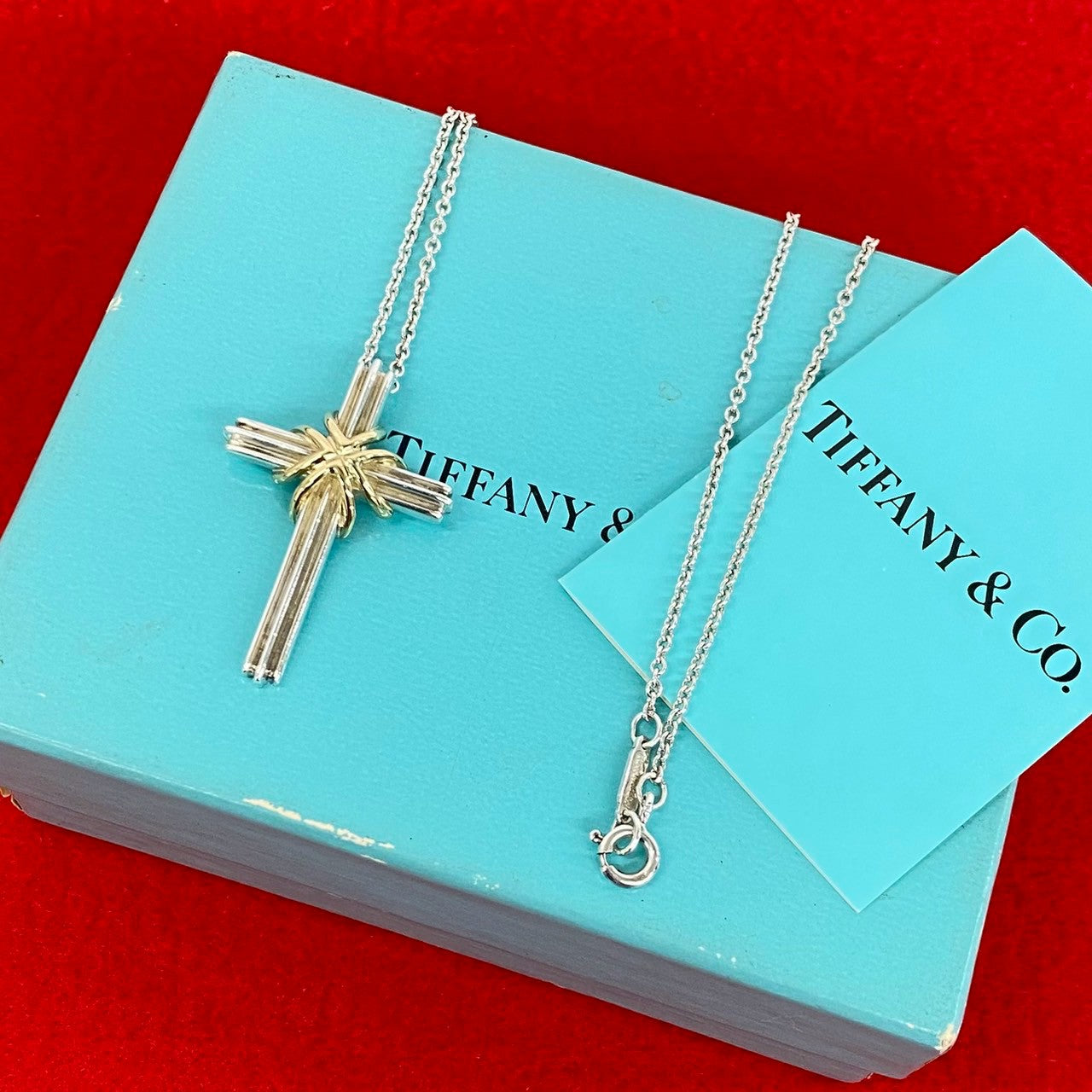 TIFFANY&Co. ティファニー (Vintage) シグネチャー クロス ネックレス 925 K18 750YG