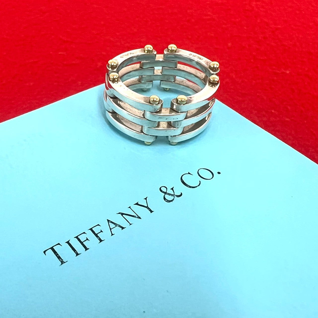 TIFFANY&Co. ティファニー (Vintage) ゲート リング 指輪 17号 925 K18 750YG