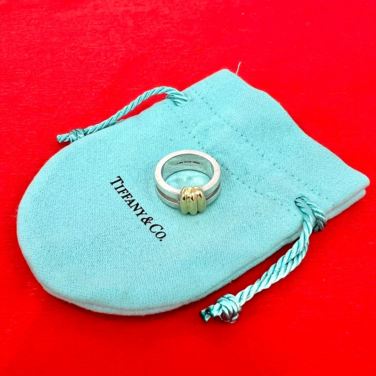 TIFFANY&Co. ティファニー (Vintage) グルーブド ウィズ リング 925 K18 750YG 指輪