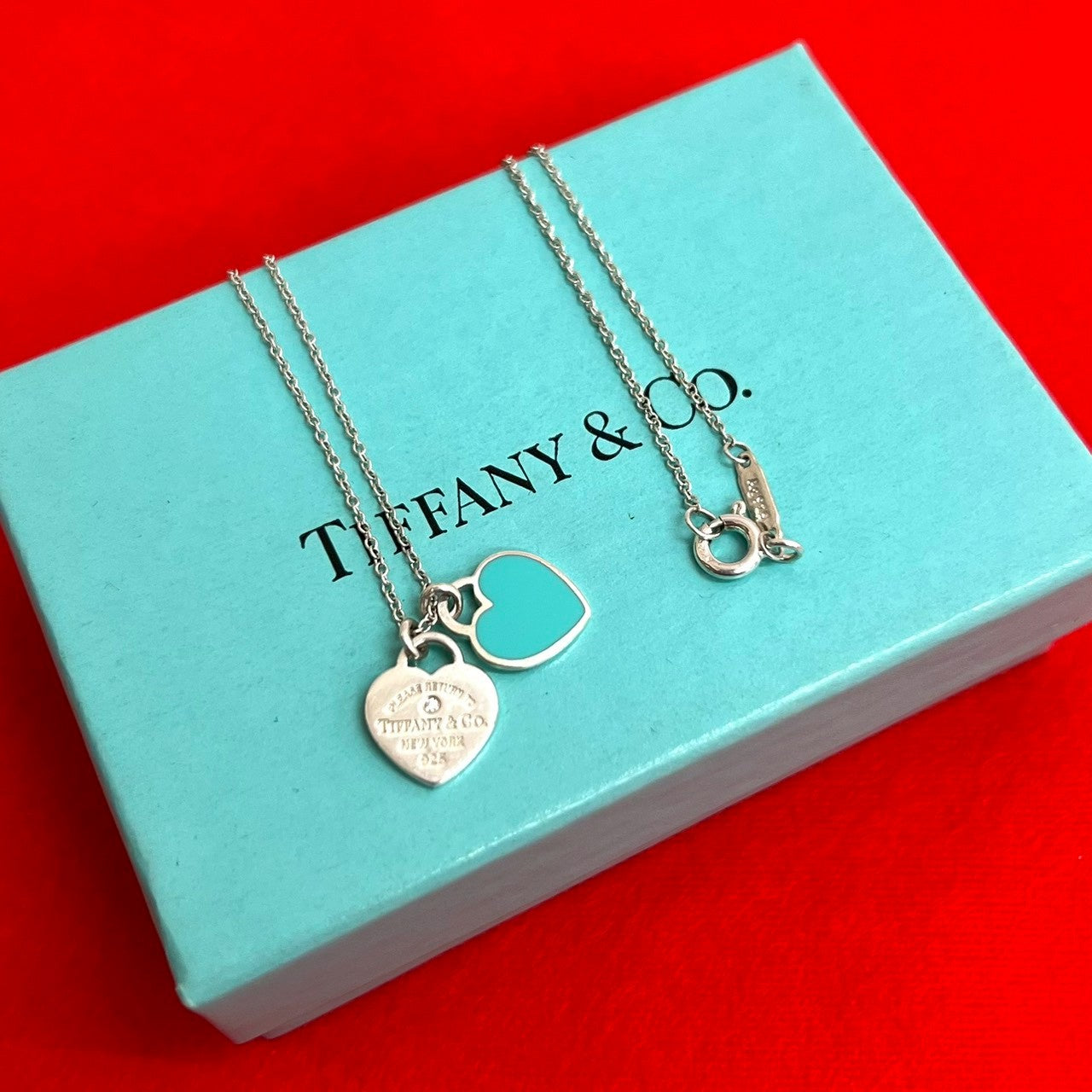 TIFFANY&Co. ティファニー リターントゥ ティファニー ブルー ダブルハート タグ ネックレス