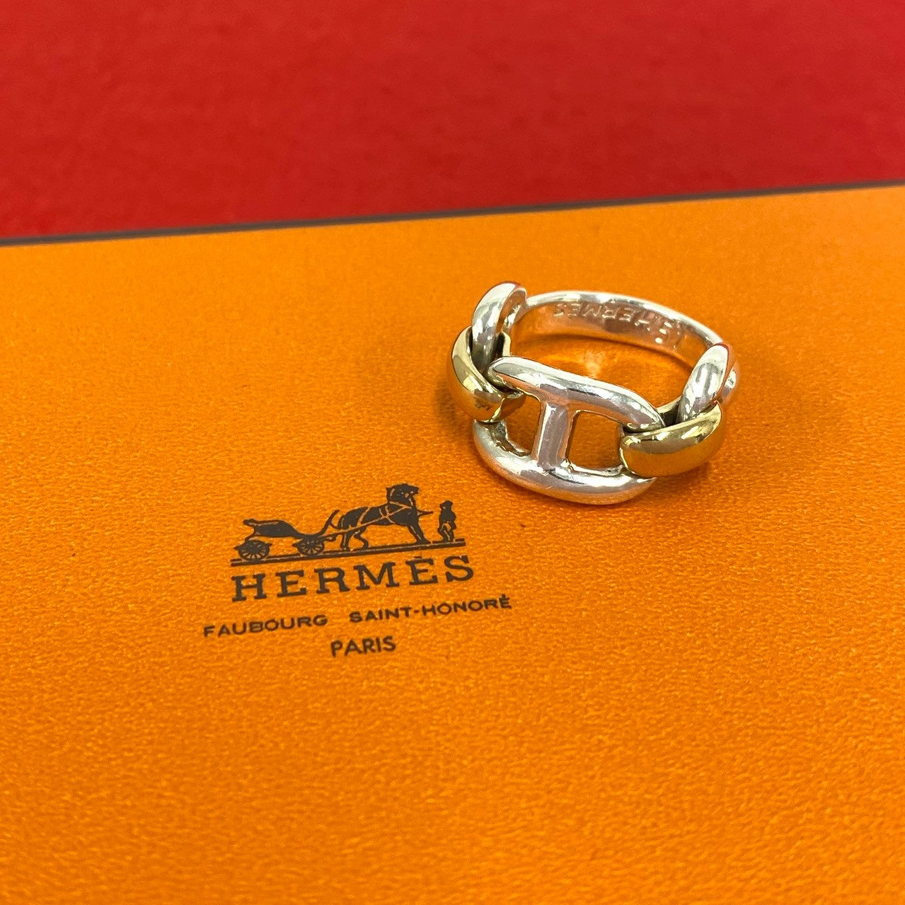 HERMES エルメス (Vintage) シェーヌダンクル リング 指輪 SV800 K18 750YG 11号 表記サイズ #51