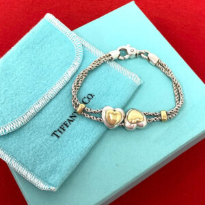 TIFFANY&Co. ティファニー (Vintage) ダブルロープ ダブルハート ブレスレット 925 K18 750YG