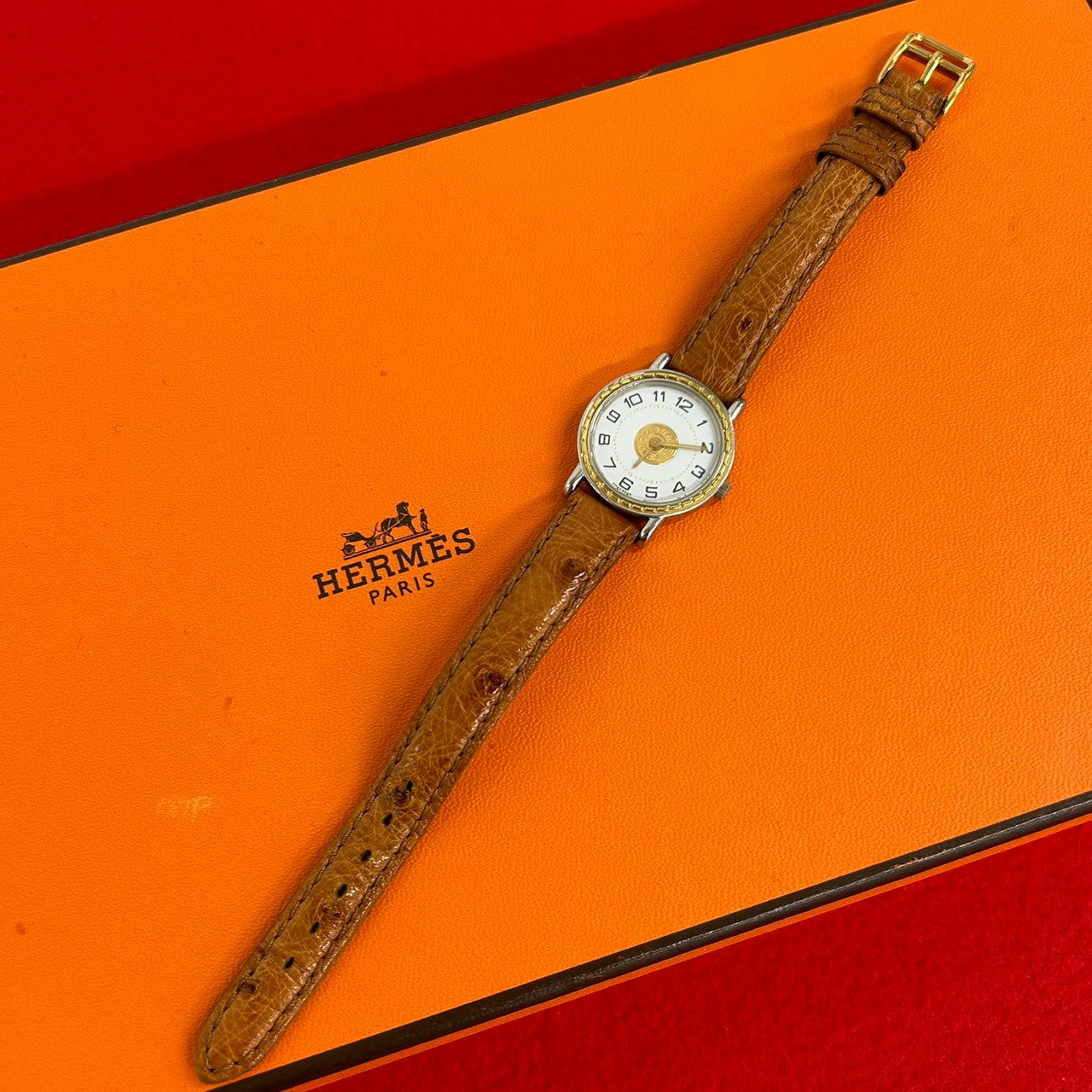 HERMES エルメス (Vintage) セリエ コンビウォッチ 腕時計 オーストリッチ