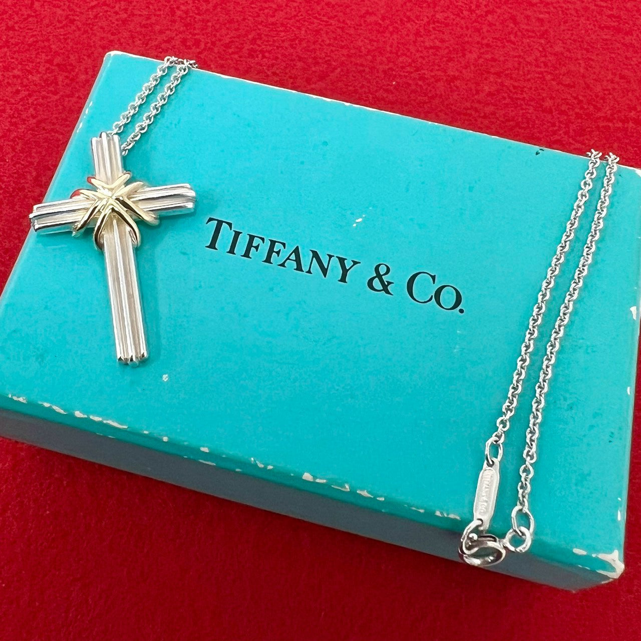 TIFFANY&Co. ティファニー (Vintage) シグネチャー クロス ネックレス 925 K18 750YG