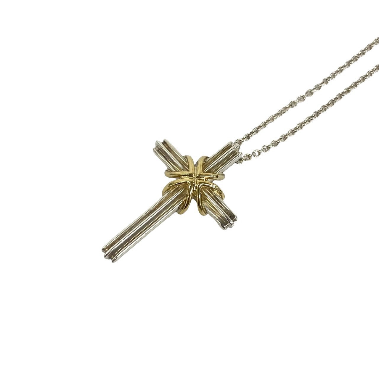 TIFFANY&Co. ティファニー (Vintage) シグネチャー クロス ネックレス 925 K18 750YG 4