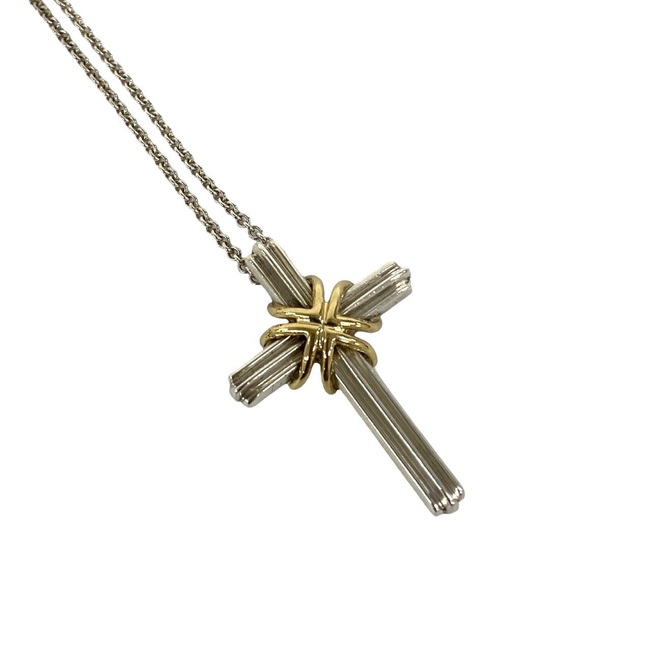 TIFFANY&Co. ティファニー (Vintage) シグネチャー クロス ネックレス 925 K18 750YG 4